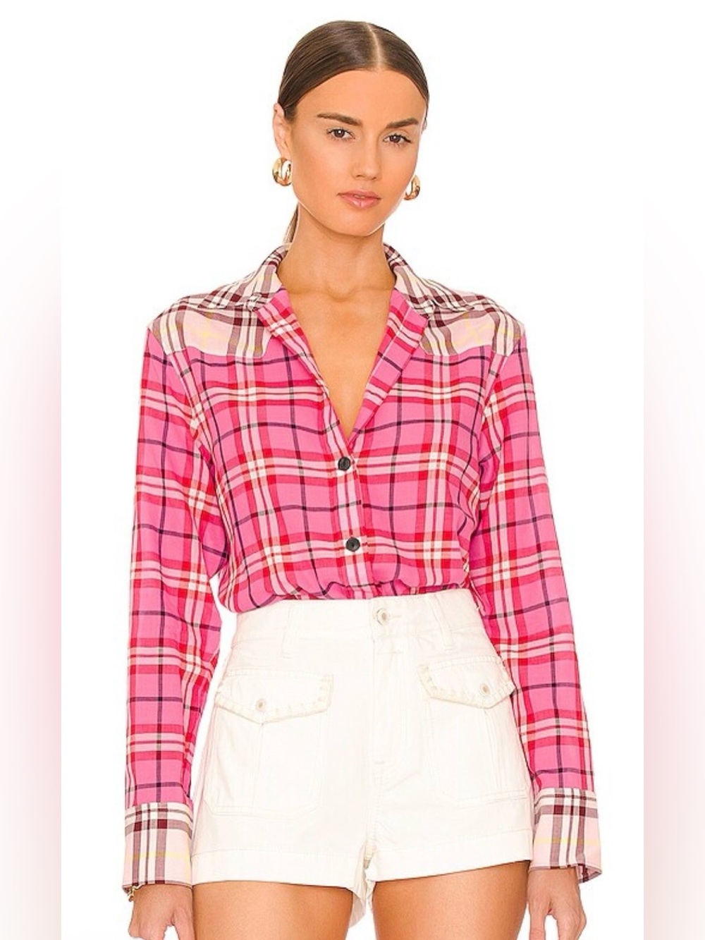 RAG & BONE Jillian Plaid Shirt in Fuchsia
Multi